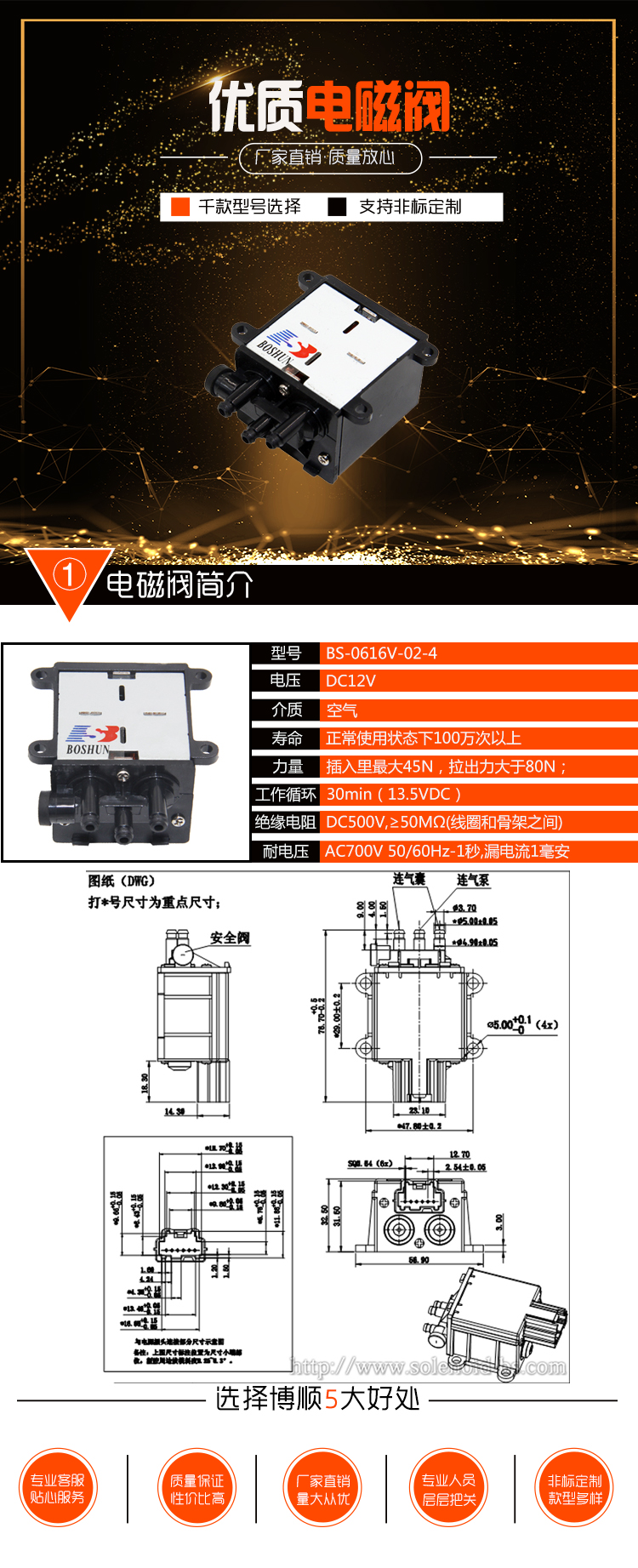 BS-0616V-02-4汽車后背椅氣囊電磁閥