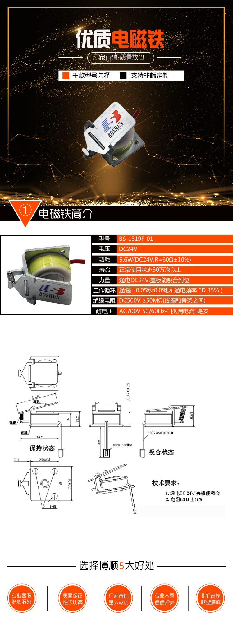 安全帶電磁鐵 BS-1319F-01