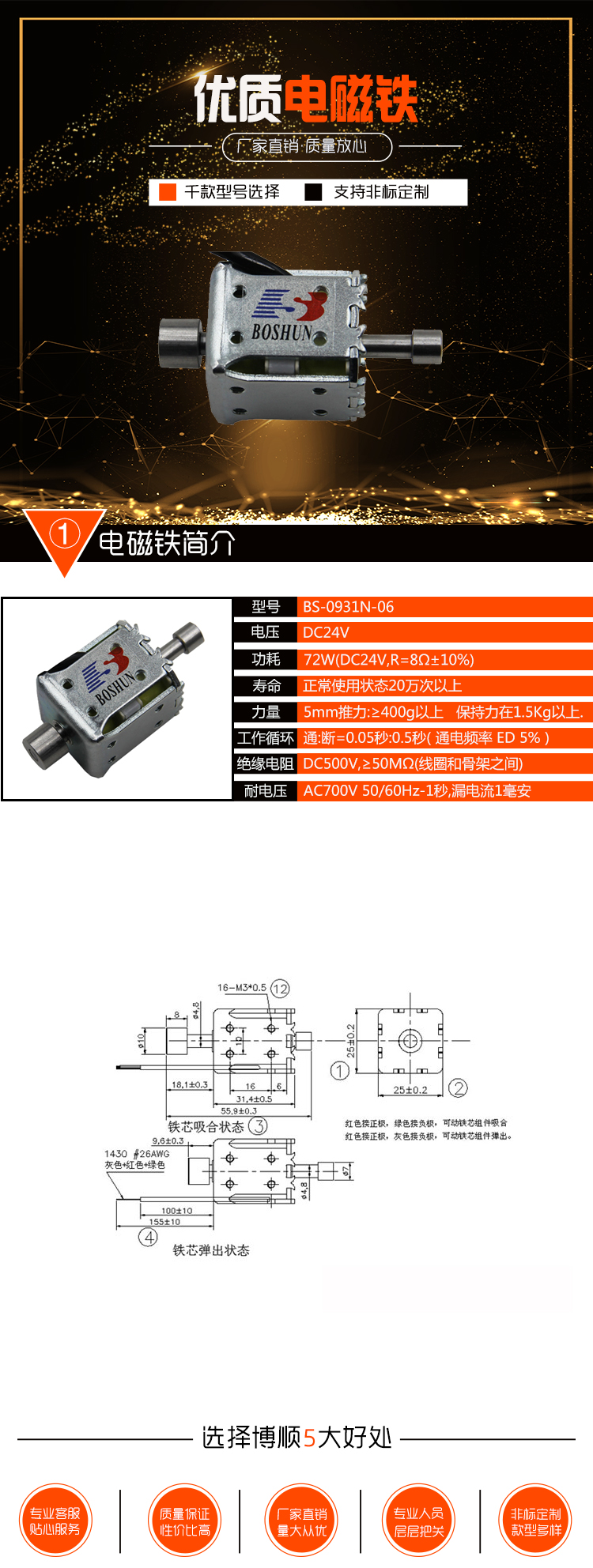 保持式電磁鐵BS-0931N-06